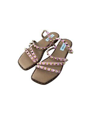 Steve Madden Pink Studded Strappy Sandals Size 8.5M Square Toe Slip-On